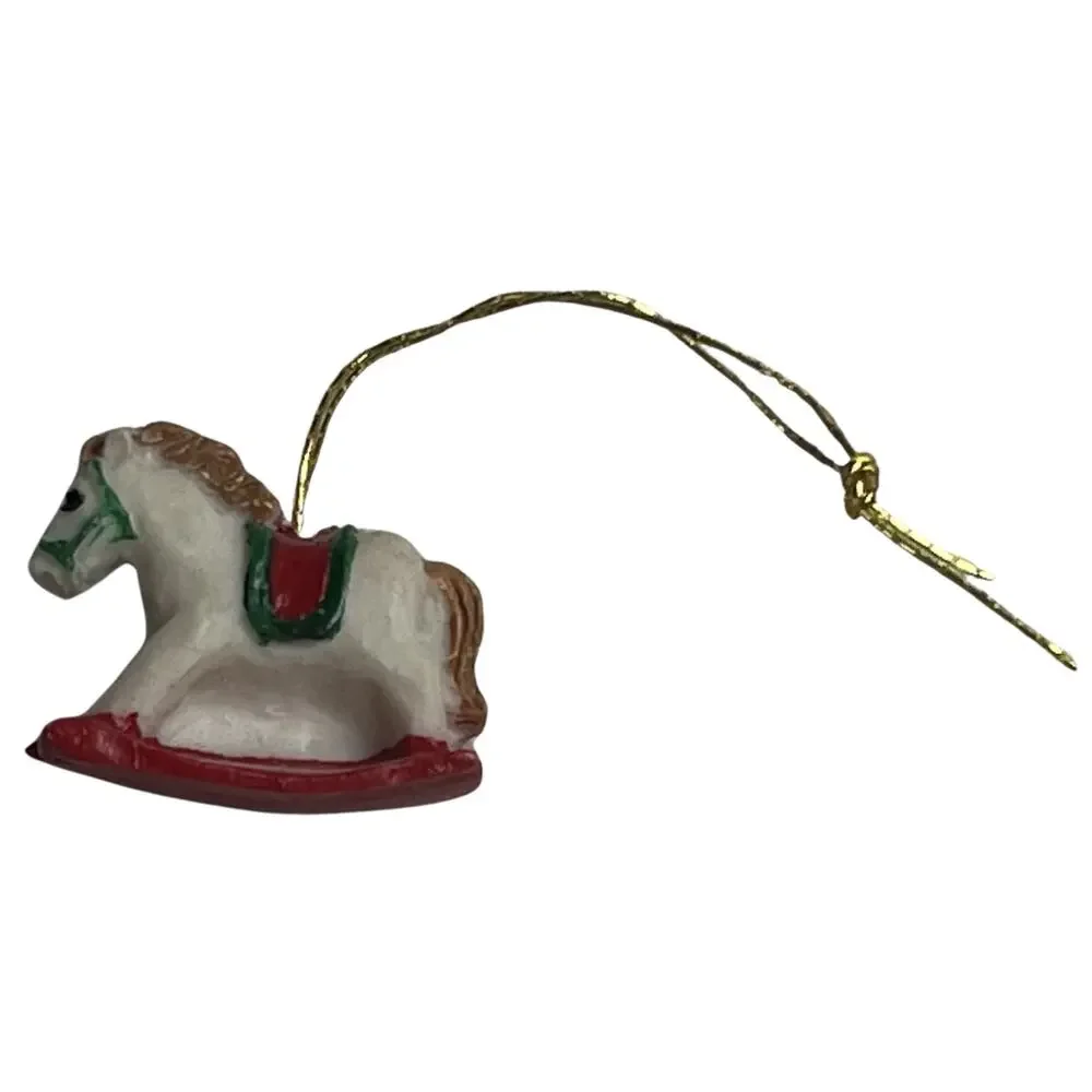 Miniature Ceramic Rocking Horse Ornament Holiday Decor